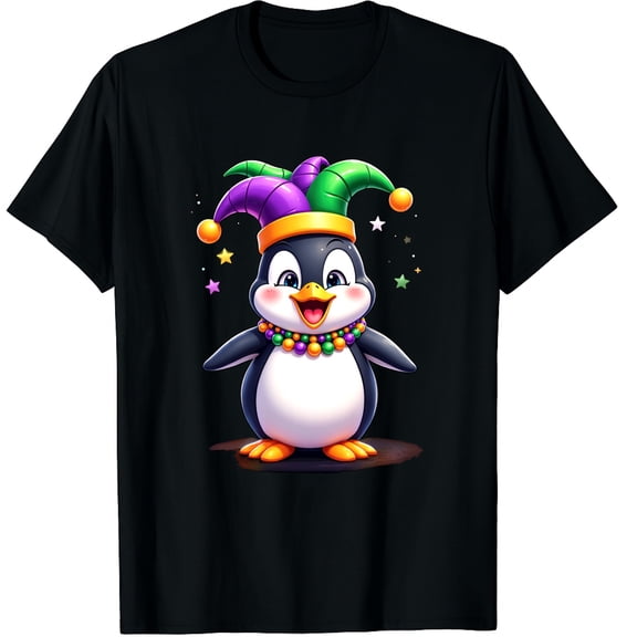 Penguin Mardi Gras Costume Mardi Gras Graphic Crew Neck Short Sleeve T-Shirts (Men's, Women's)