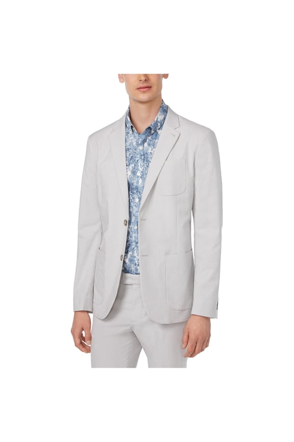 Penguin Mens Micro Vertical Stripe Two Button Blazer Jacket, Grey, Medium (Regular)