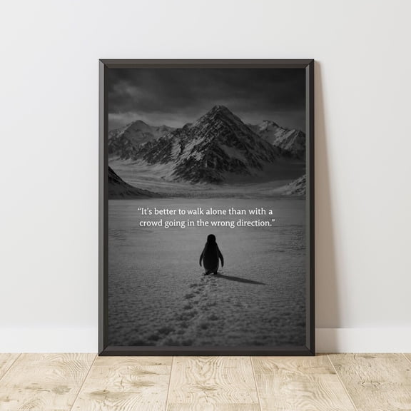 Penguin Motivational Poster, Inspirational Office Decor, Unframed Paper Poster 8x10in