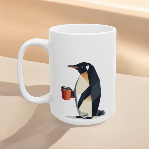 Penguin Mug, Animal Mug, Gift Penguin Lover, Gift Penguin Lover, Unique Gift, Funny Animal Mug, Penguin Drinking Coffee Mug