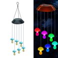 thumbnail image 1 of Penguin Mushroom Solar Wind Chime Lamp Pendants 66cm High LED For Courtyard Garden Outdoor Use Decoration, 1 of 17
