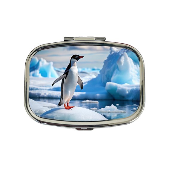 Penguin On Ice Flow Small Travel Handbag Pill Box Case