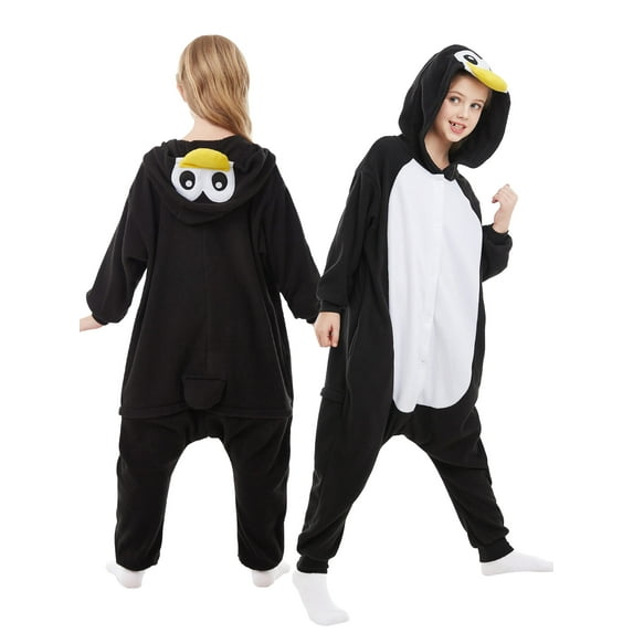 Penguin Onesie Pajama Kids Unisex Animal Costumes Polyester One-Piece Sleepwear for Boys and Girls 10-12Years