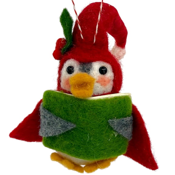 Penguin Ornament Wool Caroling Singing Christmas Tree Holiday Decoration