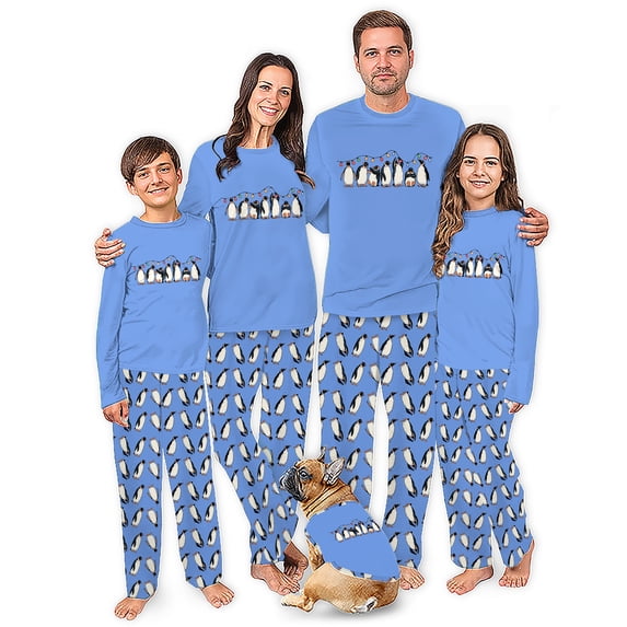 Penguin Parade Matching Family Christmas Pajamas, Family And Dog PJs, Plus Sizes, With Pockets