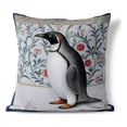 thumbnail image 1 of Penguin Paradise Flowers Indoor/Outdoor Pillow in Blue 20 x 20 with removable cover, 1 of 7