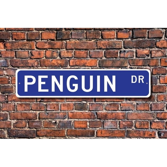 Penguin Penguin Gift Penguin Sign Penguin decor Penguin lover aquatic flightless bird Antarctica Custom Street Sign Quality Metal Aluminum Sign - Size: 16 x 4 Inches