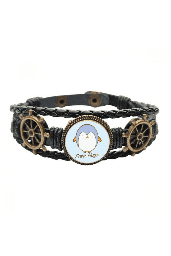 Penguin Pet Antarctic Hug Leather Braided Ocean Bracelet Wristband