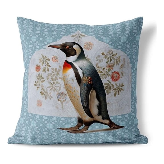 Penguin Petals Indoor/Outdoor Pillow in Blue 20 x 20 with removable cover
