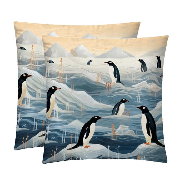 Penguin Pillow Covers Inserts Set with Unique Patterns - 16x16, 18x18, 20x20 Inches - 2 Pack Decorative Throw Pillow Covers for Home Decor and More