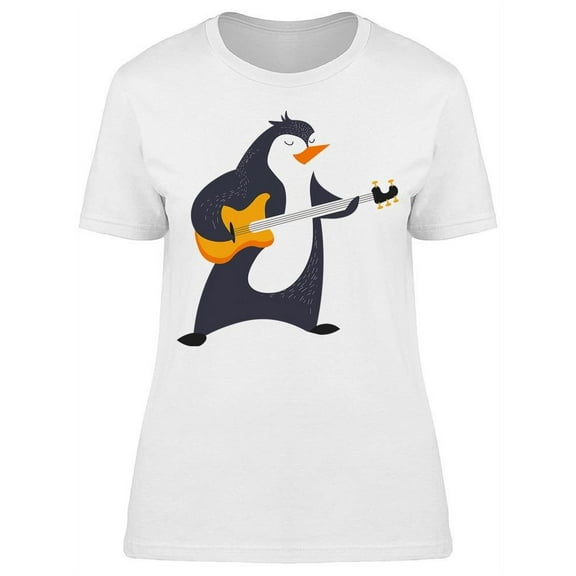Penguin Playing Guitar T-Shirt Women -Image by Shutterstock, Female Medium