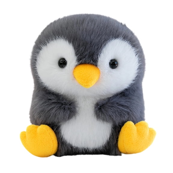 Penguin Plush Stuffed Animal, Soft Gray and White Plush Figure with Yellow Beak, 6 Inch Sitting Penguin Plush Decoration, Mini Cuddly Plush Collectible for Home Decor, Desk Display, Gift Accent