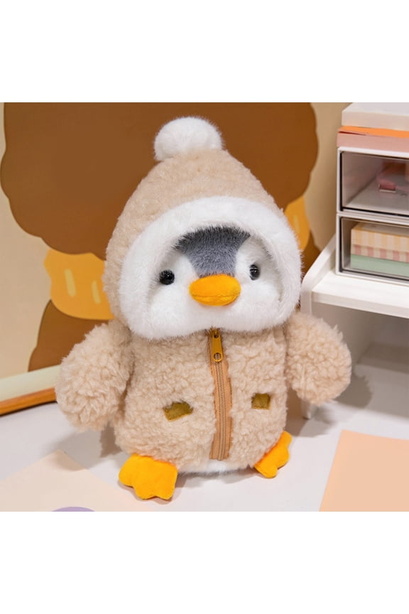 Penguin Plush Toy, ZzCityTK Cute Soft Stuffed Animal Doll, Adorable Hoodie Penguin Furry Doll Soothing Children's Gift Oceanarium Souvenir, Brown