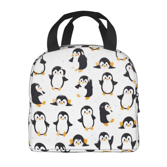 Penguin Print Lunch Bag Thick Aluminum Foil Tote Cooler for Women Office Picnic Travel Gift