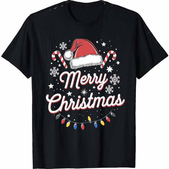 Penguin Santa Lights Christmas Pajamas Cute Penguins Xmas T-Shirt