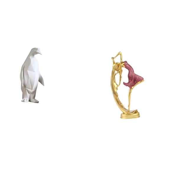 Penguin Sculpture Ballet Dancing Girl Statue Resin Material for Office Living Room Bedroom Decor Collectible Gift