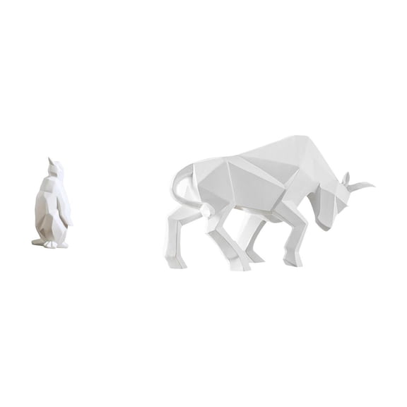 Penguin Sculpture Bull Statue Figurine Resin Material Decorative Accent for Tabletop Desk Shelf Living Room