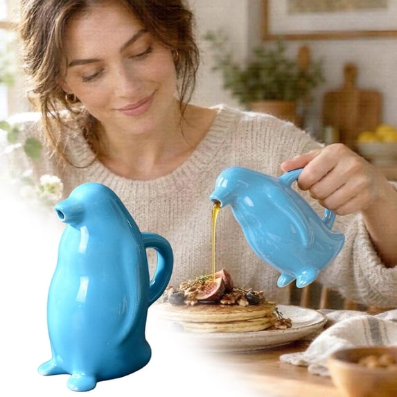 Penguin Shaped Milk Pitcher Ceramic Gravy Boat & Sauce Server Novelty ...