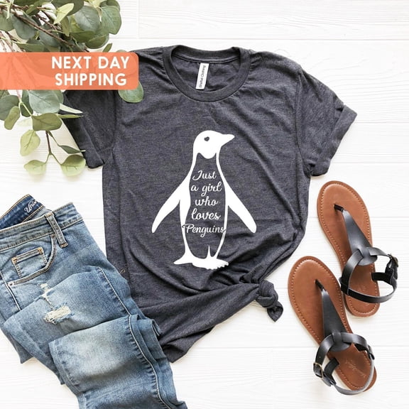 Penguin Shirt, Penguin Gift, Just A Girl Who Loves Penguins Animal T Shirt, Zoo Aquarium Gift, Tshirt, Cute Penguins, Penguin Lover Tshirt All Size S-5XL