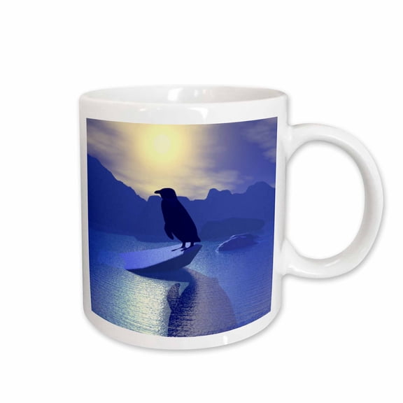 3drose, Penguin Silhouette on Ice Flow, 11oz Mug