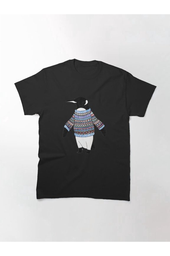 Penguin Simple Animal Design Festive Holiday Apparel Unisex T-Shirt up to Size 5XL