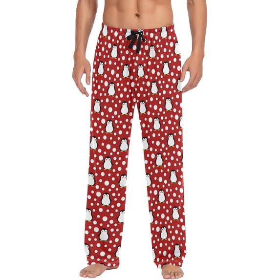 Penguin Snow Dot Christmas Red Mens Pajama Pants Sleepwear Lounge Men's Pajama Bottoms Gift for Family