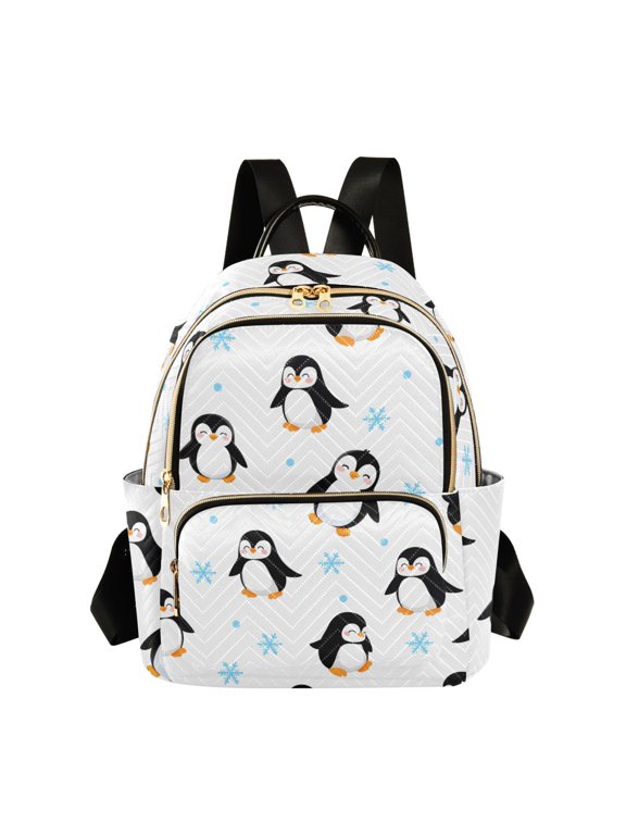 Penguin Snowflake Pattern Fashion Backpack Quilted Lightweight Women Travel Daypack 8.5L