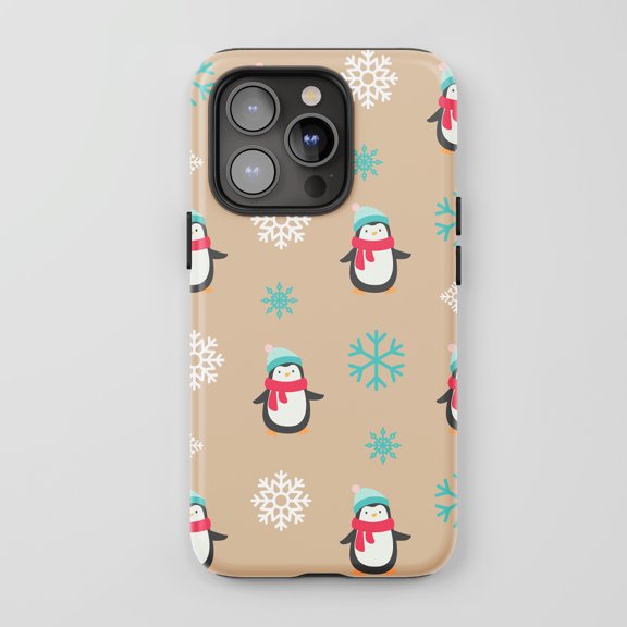 Penguin Snowflakes For All iPhone Series Tough Phone Case Cartoon Winter