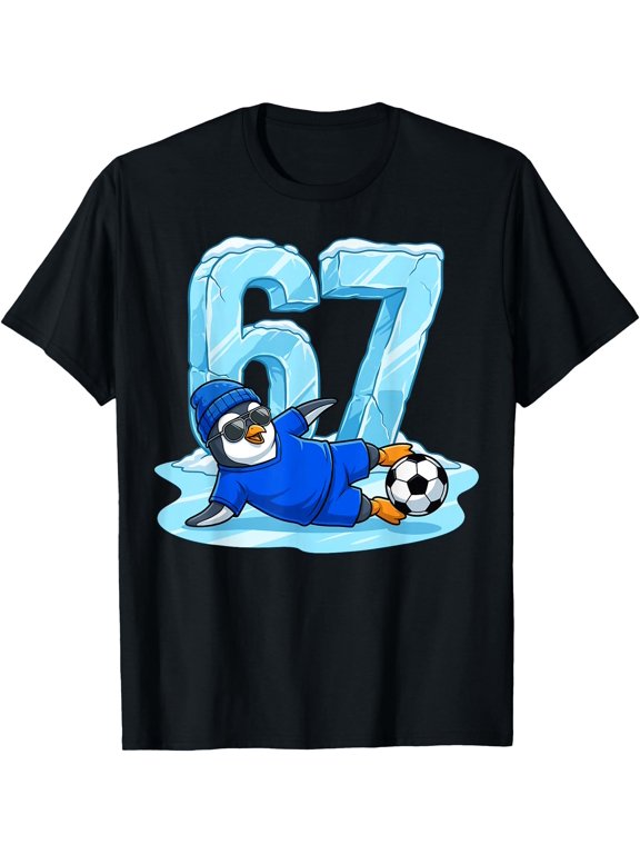 Penguin Soccer 67 Ice Slide Funny Winter Sports T-Shirt