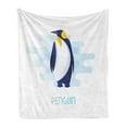 thumbnail image 1 of Penguin Soft Flannel Fleece Throw Blanket, Arctic Animal Portrait Cold Land Aquatic Birds Poster Style, Cozy Plush for Indoor and Outdoor Use, 60" x 80", Pale Blue Indigo Mustard, by Ambesonne, 1 of 5