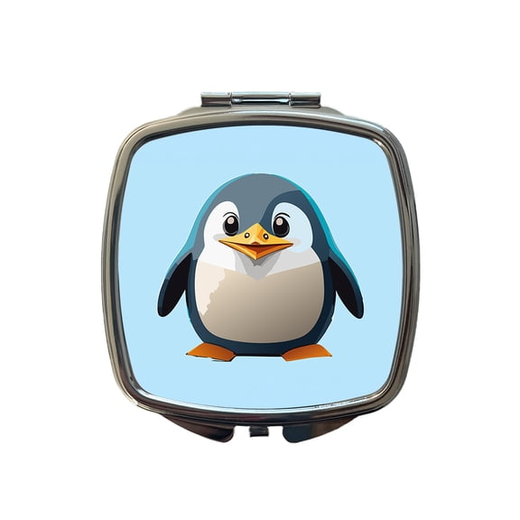 Penguin Standing Travel Makeup Handbag Purse Small Pocket Compact Mirror