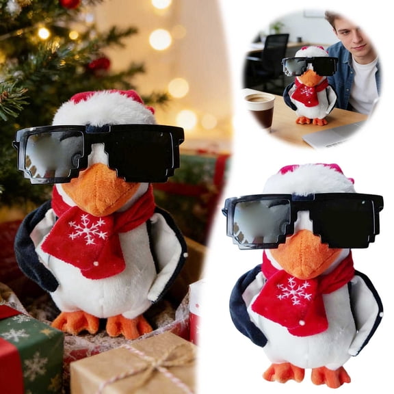 Penguin Stuffed Animal, Penguin Plush with Red Knit Hat Scarf for Girls Lovers Kids Boys Adults, Soft Cute Stable Weighted Plush Toy Gifts for Christmas Winter Decor Birthday Valentine Holiday