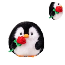 Penguin Stuffed Animal with Rose, 7.8 Inch Cute Penguin Plush Toy, Soft Stuffed Animal Plushies, Perfect Birthday Christmas Valentine's Day Gifts for Kids Boys Girls, Comfortable Hugging Pillow
