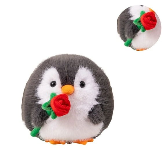 Penguin Stuffed Animal with Rose, 7.8 Inch Soft Penguin Plushie, Lovely Stuffed Penguin Plush Toy, Perfect Birthday Christmas Valentine's Day Gifts for Kids, Girls, Boys, Comfortable Hugging Cushion
