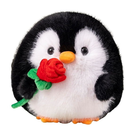 Penguin Stuffed Animal with Rose, 7.8In Soft Penguin Plush Toy, Cute Stuffed Animal Plushies, Great Birthday Christmas Valentine's Day Gifts for Kids Boys Girls, Comfortable Hugging Pillow