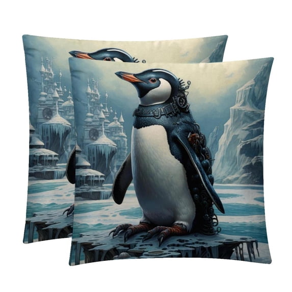 Penguin Stunning Velvet Throw Pillow Covers with Unique Patterns - Set of 2, 16x16, 18x18, 20x20 Inches for Home Decor and Gifting