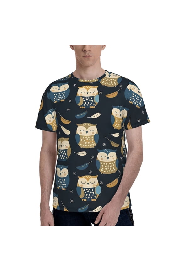 Penguin T-Shirt Crew Neck Short Sleeve Full-Print for Men