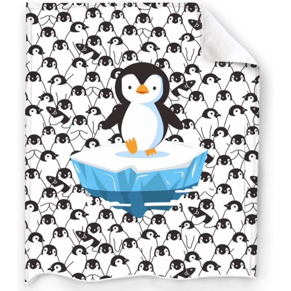 Penguin Throw Blanket Soft Fuzzy Plush Blanket Lightweight Flannel Blankets for Couch Bed Living Room Adults Kids Teens Gifts All Seasons 80"X60"
