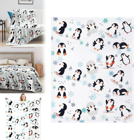 Penguin Throw Blanket for Women & Kids – Cute Penguin Plush Flannel Blanket, Soft Lightweight Animal Throw for Sofa Bed, Penguin Gifts for Girls Boys Adults,Blanket