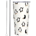 thumbnail image 1 of Penguin Tumbler with Lid and Straw Animal 20oz Insulated Stainless Steel Cup Beige Travel Coffee Mug Water Bottle for Women Gift for Birthday Christmas, 1 of 8