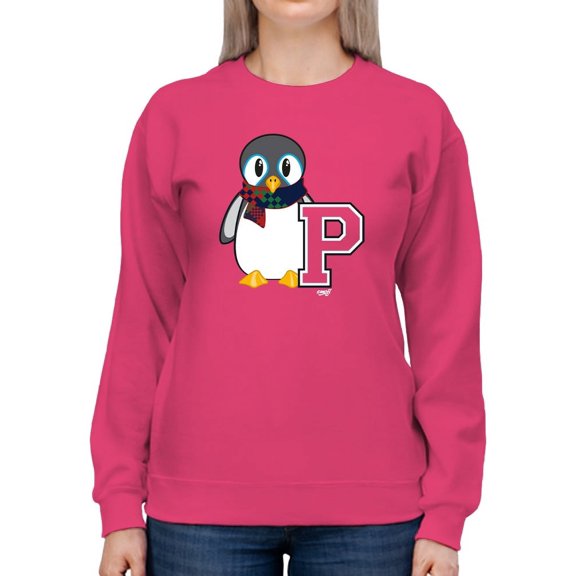 Penguin Varsity P - Cozy Mascot Emoji Graphic Women's Sweatshirt