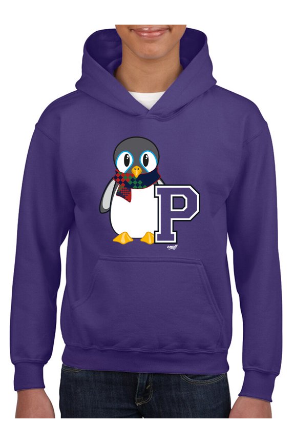 Penguin Varsity P - Cozy Mascot Emoji Graphic Youth's Hoodie