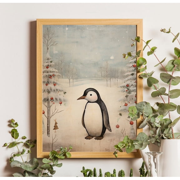 Penguin Wall Art, Penquin Cute Poster, Penguin Wall Art, Winterpenguin Art, Nursery Art, Decor, Unframed Poster Size 16x24