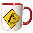 thumbnail image 1 of 3drose, Penguin Warning Sign, Australia - Au01 Dwa4638 - David Wall, 15oz Two-tone Red Mug, 1 of 6