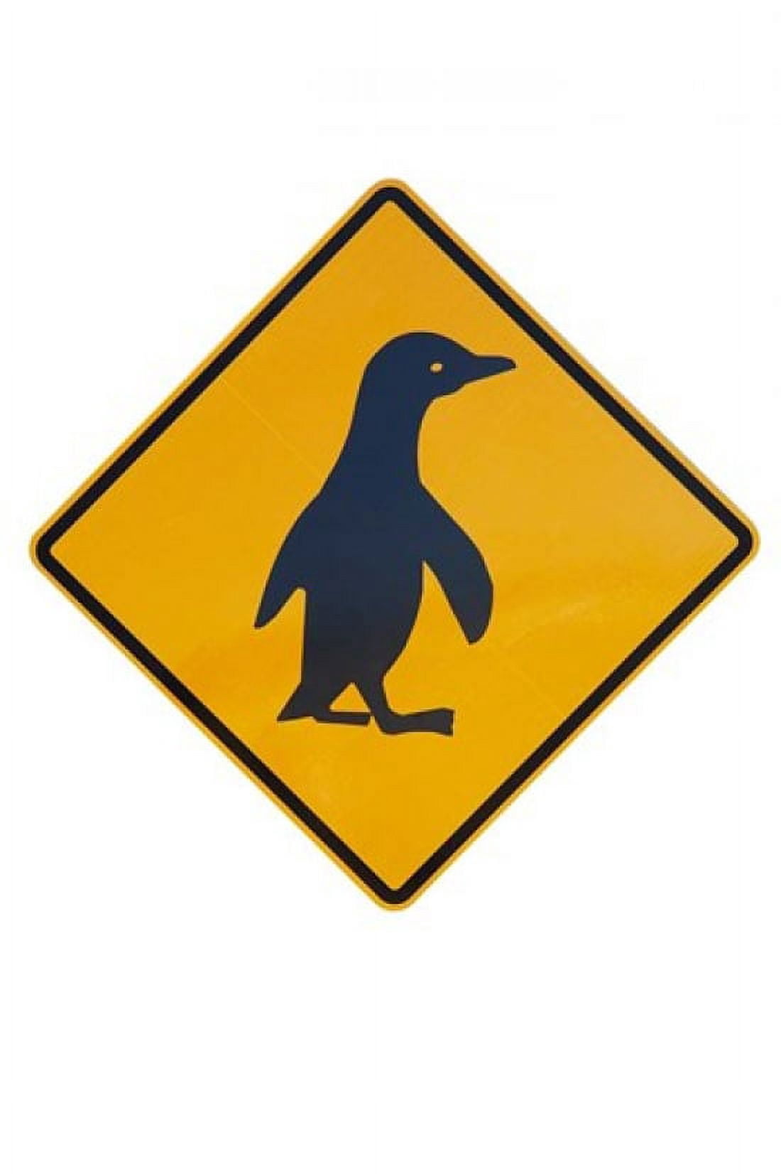 Penguin Warning Sign New Zealand Canvas Art - David Wall DanitaDelimont (17 x 26)