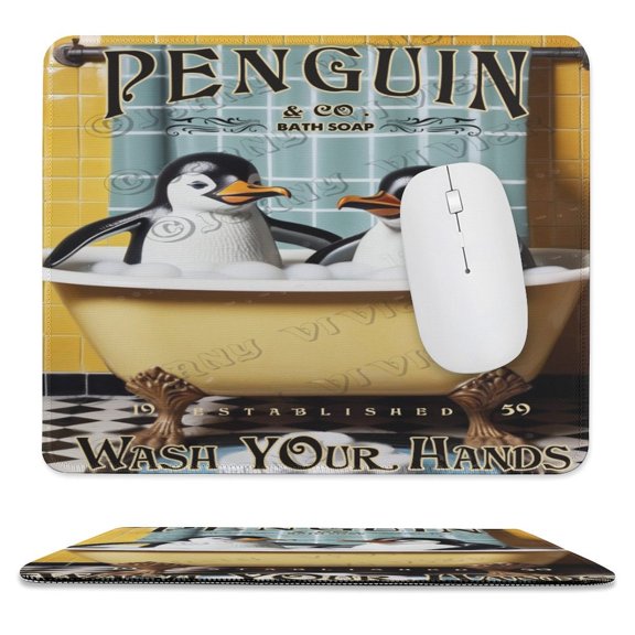 Penguin Wash Your Hands Printed Mouse Pad, 10"x12", Premium Mouse pad,Non-Slip Rubber Base Mouse pad