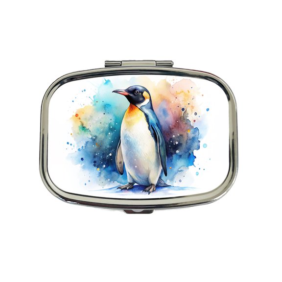 Penguin Watercolor Small Travel Handbag Pill Box Case