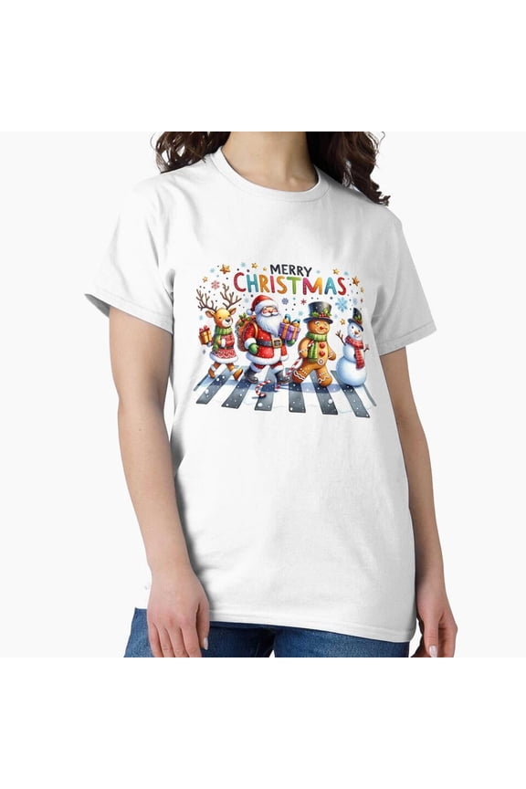 Penguin Winter Parade Pattern Cute Festive Seasonal Design Unisex T-Shirt, up to size 5XL