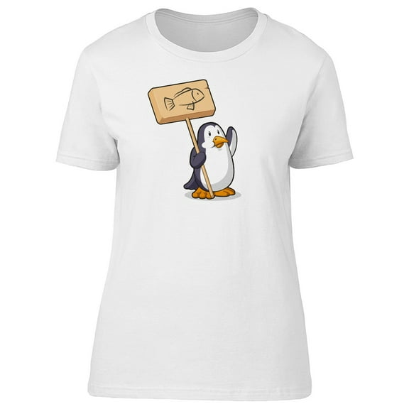Penguin With A Wooden Sign Tee Men's -Image by Shutterstock