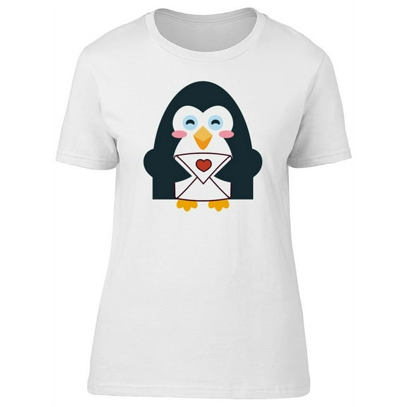 Penguin With Love Letter T-Shirt Women -Image by Shutterstock, Female Large